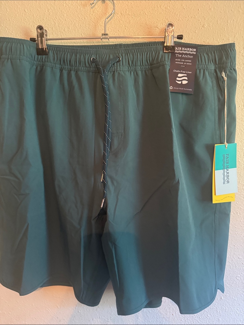 Fair Harbor Men’s Deep Teal Swim Trunks with Drawstring